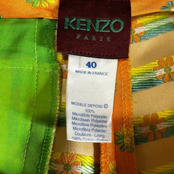 Kenzo Pants Size 40 US 10 Orange Floral High Rise Straight Leg Avant Garde - Picture 2 of 7